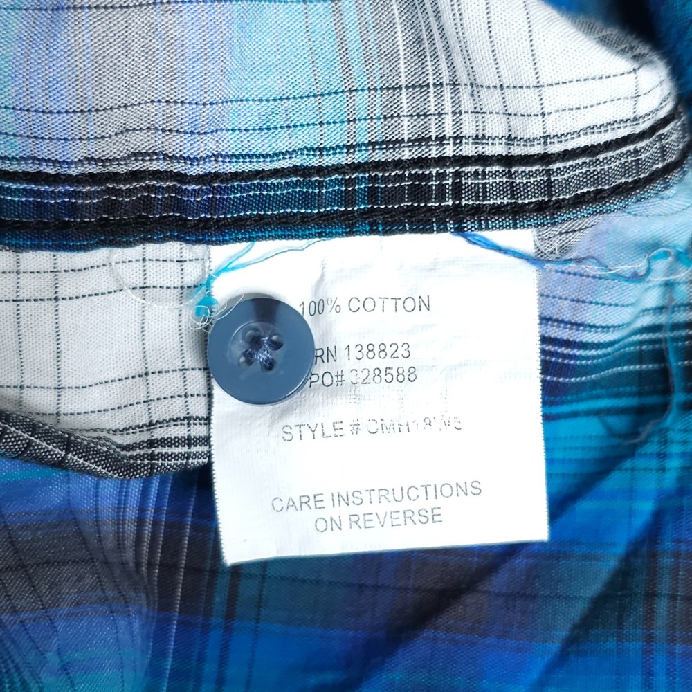 Cody James Pearl Snap Shirt Mens Large Blue Western Plaid Cotton Regular Fit - Picture 8 of 10